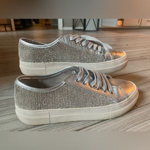 Gianni Bini Bling Rhinestone Silver Sneakers size 10